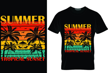 summer tropical sunset t-shirt design
