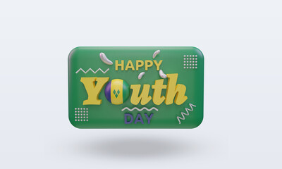 3d youth day St Vincent and the Grenadines flag rendering front view