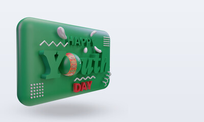 3d youth day Turkmenistan flag rendering left view
