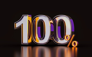 realistic glossy 100 percent cash back offer dark background 3d illustration for purchase product 