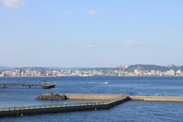 Beautiful Scenery of Kagoshima as Seen from Sakurajima Island, Japan