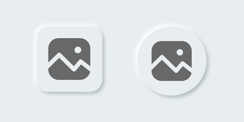 Picture solid icon in neomorphic design style. Gallery symbol vector collection.