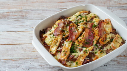 Tartiflette potatoes with bacon and cheese