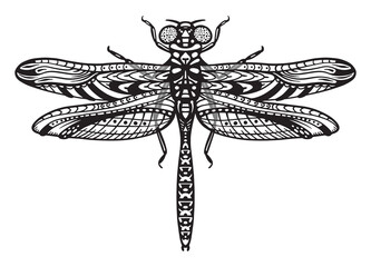 Line drawing of for dragonfly stickers, tattoos and designs