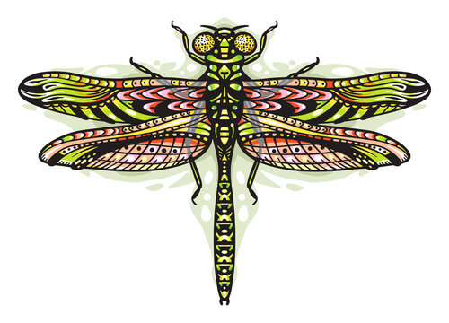 Illustration of for dragonfly stickers, tattoos and designs