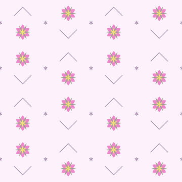 This seamless pattern used the blooming pink flowers are arranged in groups of two each and took each group to arrange beautifully on pink background.
