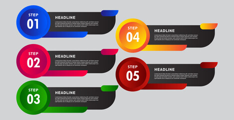 5 stages of colorful infographic elements. designs for banners, presentations and more.