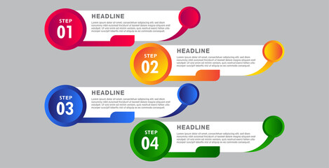 4 stages of colorful infographic elements. designs for banners, presentations and more.