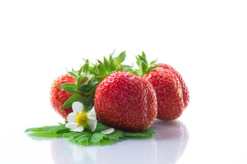fresh ripe organic red strawberry on white background