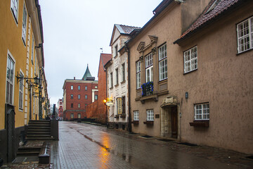Fototapeta na wymiar Vintage architecture of the old city of Riga, Latvia