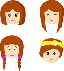 illustrator vector graphic of cute girl cartoon icon