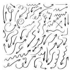 Vector set of doodle hand drawn chalk arrows