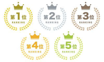 フラットなランキングアイコンの素材セット　ベクターイラスト