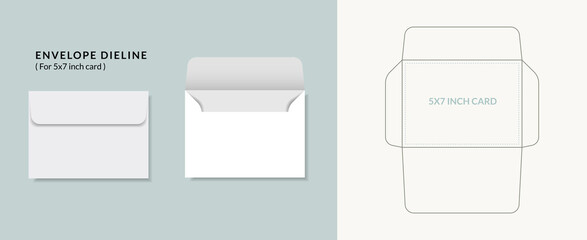 Envelope die cut mock up template Vector illustration. Envelopes mockup front and back view.	
