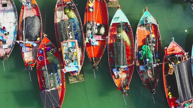 Aerial view of Pak Nam Pranburi Estuary in Prachuap Khiri Khan, Thailand