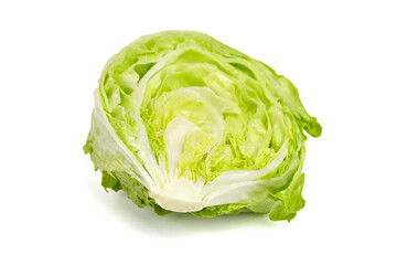 Iceberg lettuce half head, fresh leafy green vegetable isolated on white