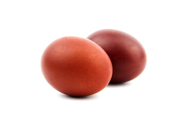 Red Easter eggs isolated on white