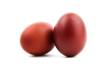 Red Easter eggs isolated on white
