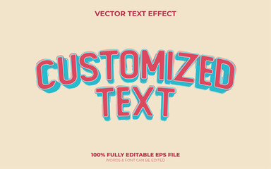 Editable 3d Vector Text Effect Cute and Vintage Modern Style with Soft and Pink Color