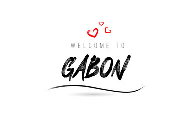 Welcome to GABON country text typography with red love heart and black name