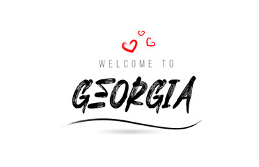 Welcome to GEORGIA country text typography with red love heart and black name