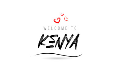 Welcome to KENYA country text typography with red love heart and black name