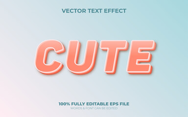 Fototapeta premium Editable 3D Vector Text Effect Transparent Cute Skin Color Text Effect Realistic 3d Effect