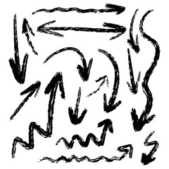 Vector set of doodle hand drawn chalk arrows