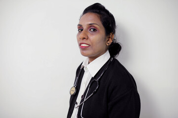 doctor woman wearing stethoscope work standing in room hospital