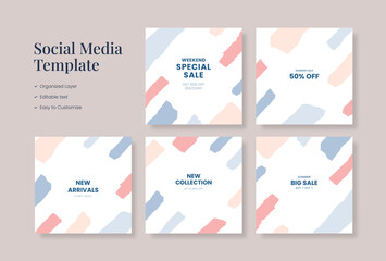 Social media template, trendy editable social media background