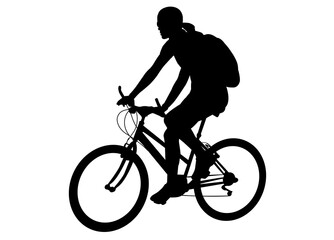 woman riding bicycle silhouette - vector artwork