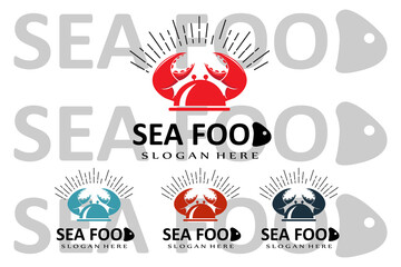 Red Crab Sea Animal Logo Vector, Seafood Making Ingredients, Illustration Design Suitable For Stickers, Screen Printing, Banners, Restaurant Companies