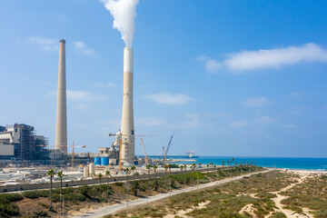 Top view The largest water desalination facility in the world, Hadera Israel