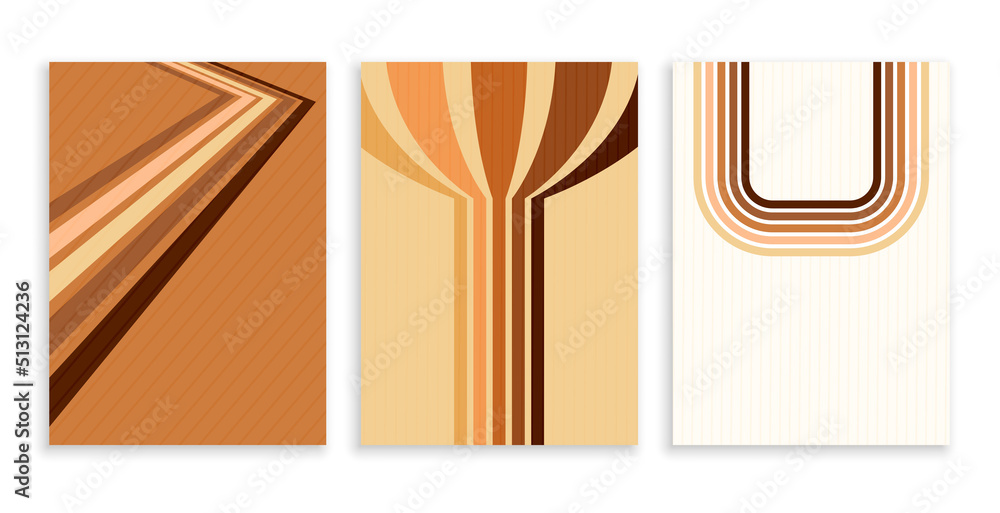 Sticker set of retro style stripes lines design background