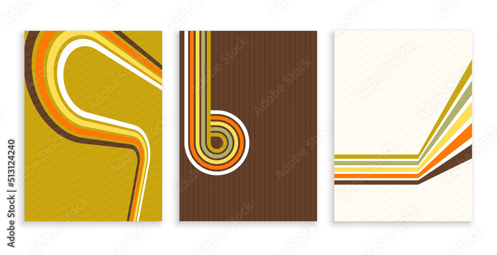 Sticker collection of abstract set of retro lines poster background