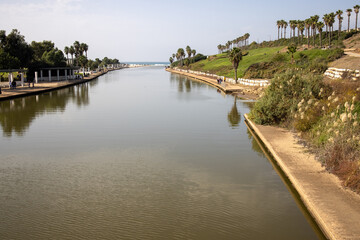 Fototapeta na wymiar Hadera River Park, at the mouth of the Mediterranean Sea