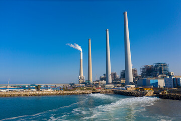 Top view The largest water desalination facility in the world, Hadera Israel