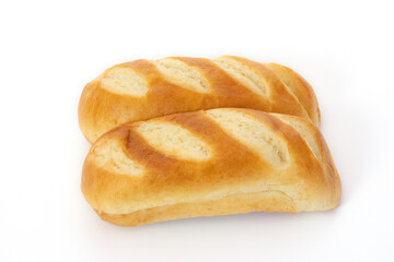 pains au lait isolé sur un fond blanc