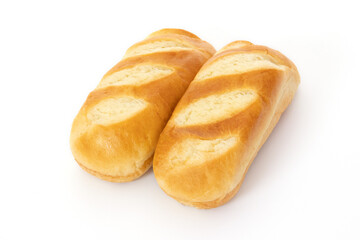 pains au lait isolé sur un fond blanc