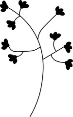 summer flowers. Black and white doodle illustration isolated on white background.  Doodles of plants and flowers Illustration