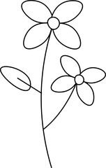summer flowers . Black and white doodle vector isolated on white background. Doodles of plants and flowers vector