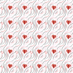  beautiful seamless pattern with a red heart on a white background
