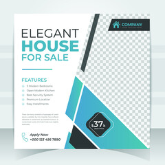 2023 Editable real estate Elegant house for sale minimalist social media post design template