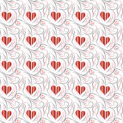  beautiful seamless pattern with a red heart on a white background