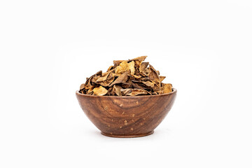 Dry peel of lemon, isolated on white background