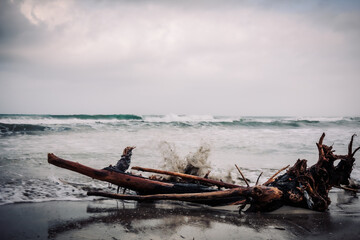 East Coast of Sicily in Italy, Europe on a warm spring day at the coast with old structures