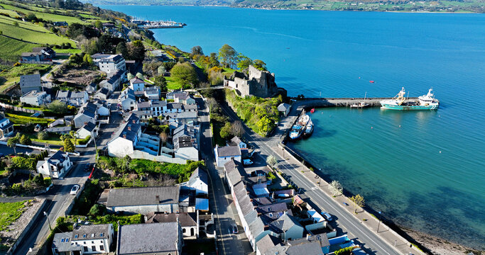 Aerial photo of King John's Castle on Carlingford Lough Co Louth Ireland