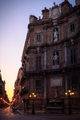 Fototapeta premium Sunrise in the Old Town of Palermo in Sicily, Italy in Europe