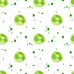 Watercolor seamless pattern in lime color in tie dye. Repeating hand drawn textural print in 60's style. Designs for fabric, wrapping paper, packaging, textiles, wallpaper.
