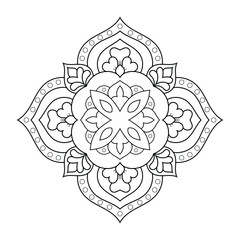 Floral vector Mandala pattern in ethnic style with
outline for coloring page